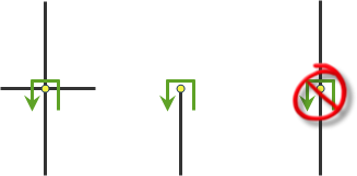 Allowed only at intersections and dead ends Allowed only at intersections and dead ends